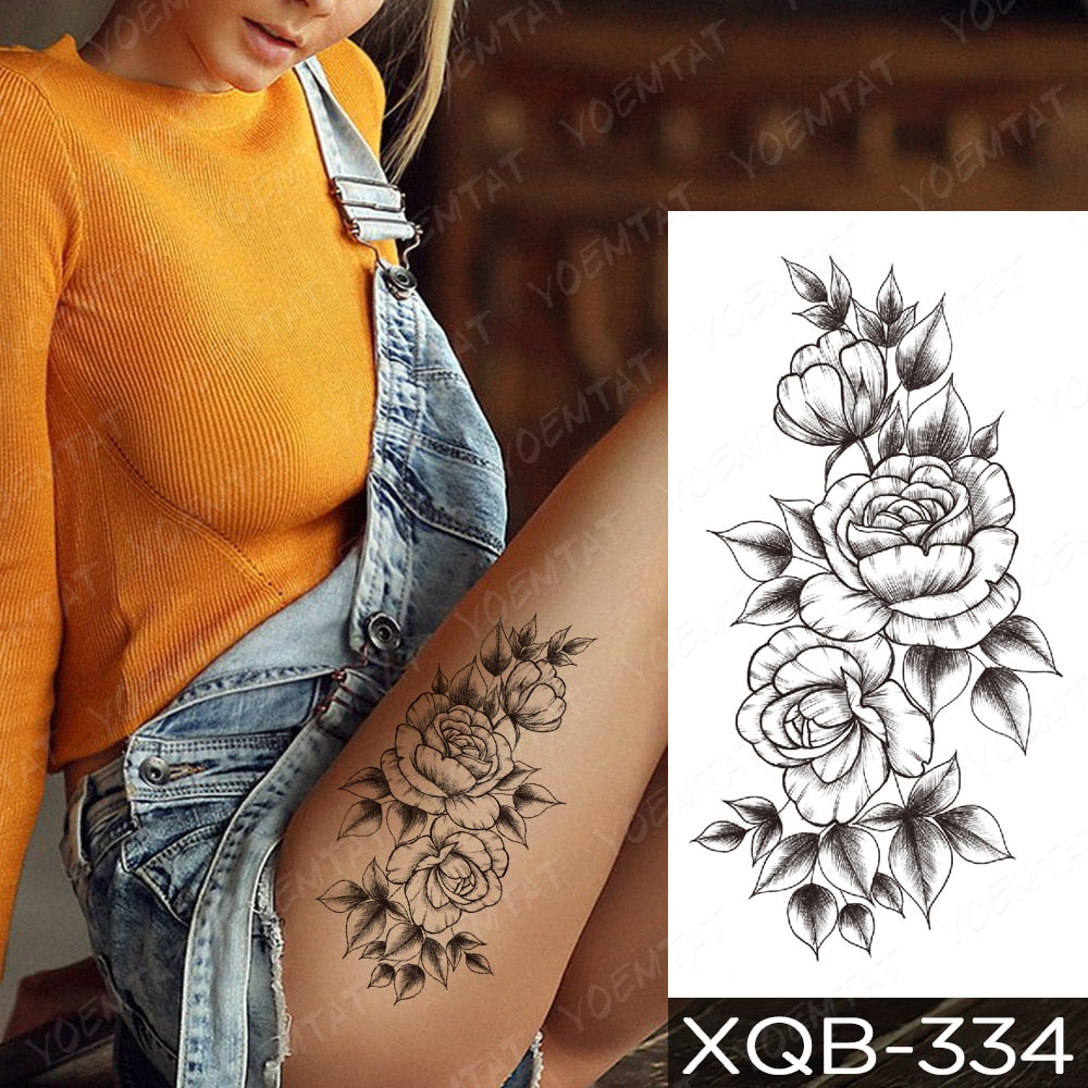 Qfdian Waterproof Temporary Tattoo Sticker I Love You Flash Tattoos Lip Print Butterfly Flowers Body Art Arm Fake Sleeve Tatoo Women