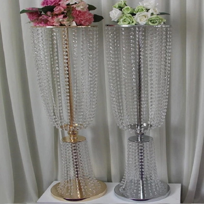 Qfdian wedding decorations hot sale new 2pcs 80cm tall acrylic crystal wedding road lead wedding centerpiece event wedding decoration/ event party decoration for table