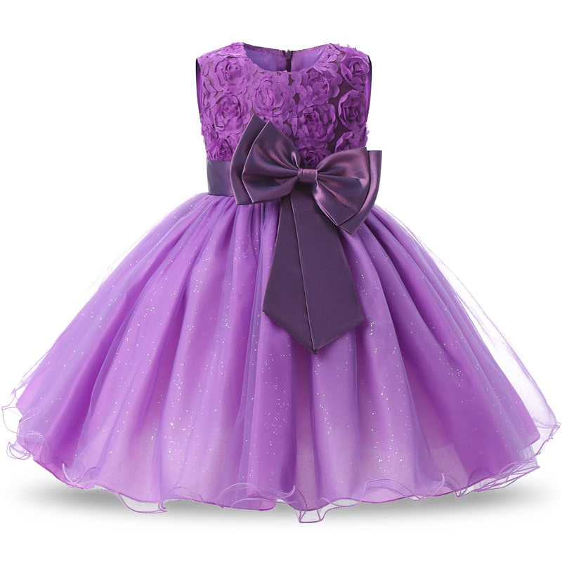 QFDIAN New Year Costume Big Bow Kids Girl Wedding Kids Dresses For Girls Princess Party Pageant Formal Dress Prom Girls Christmas Dress