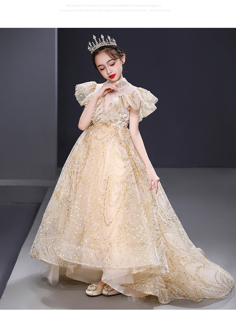 Qfdian christmas decor ideas nightmare before christmas  Teens Kids Dresses Party Wedding Dress Sequins embroidery Pageant Gown Princess Tailing long Dress for Girl Children Clothing