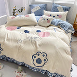 Cartoon Cute Milk Velvet Four-Piece Double-Sided Bed Set