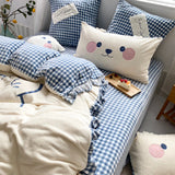 Cartoon Cute Milk Velvet Four-Piece Double-Sided Bed Set