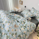 Cute Strawberry Duvet Cover Flat Sheet with Pillowcases Floral Twin Full Size Bear Rabbit Bed Linen Boys Girls Bedding Set