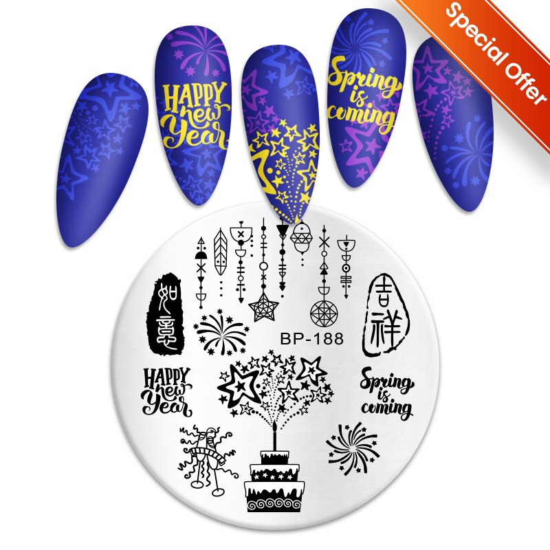 Qfdian Valentine Day Nail Stamping Plates Heart Love Animal Artist Stamping Template Nail Design Stencil Tools Manicure