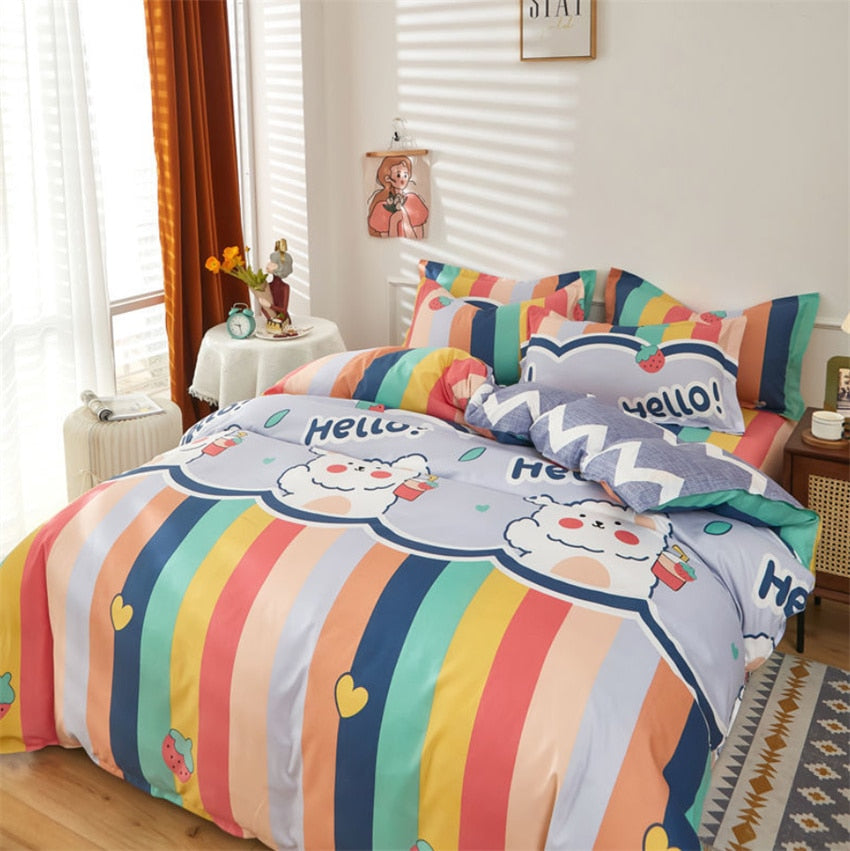 Rainbow Bear Printed 1pc Duvet Cover Polyester Cotton Bedclothes Comforter Cover Single Twin Full Queen King Size Quilt Cover