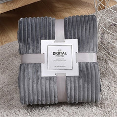 Flannel Winter Bed Blanket Super Soft Throw Blankets Solid Striped Fluffy Bed Cover Home Sheets Warm Bedspread For Sofa Bedroom