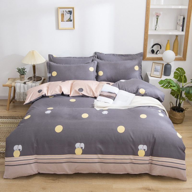 Qfdian Beddings Sets New Cotton Four-piece Set Thickened Brushed Bedding School Dormitory Three-piece Bedding Set Luxury Bed Linen