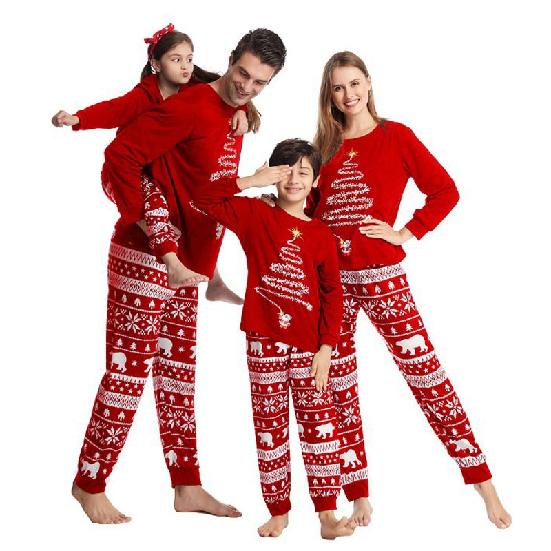 Qfdian halloween costumes christmas costumes Couple Family Christmas Pajamas 2022 New Year Costume For Children Mother Kids Clothes Matching Outfits Christmas Pajamas Set