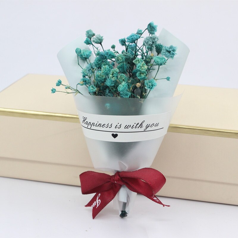 Qfdian Party decoration 5pcs Artificial Flower Valentine's Day Gifts Mini Gypsophila Bouquet  Box with Gift Immortal Soap Flower Wedding Gift for Guests