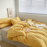 Nordic Ins Style Bedding Sets Solid Color Single Double Queen Size Duvet Cover Flat Sheet Pillowcases Hotel Home Bed Linen
