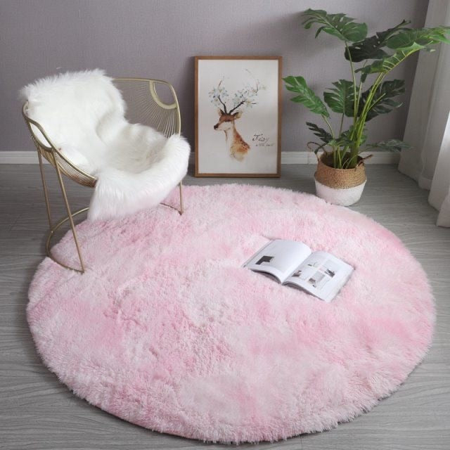 Plush Round Rug White Children Carpets for Living Room Home Decor Soft Kid Bedroom FloorPlay Mat Baby Room Fluffy Cute Rug