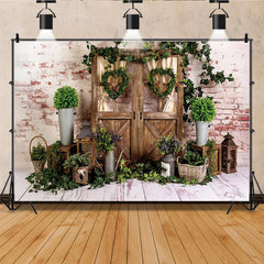 Qfdian Party decoration hot sale new Spring Easter Backdrop Brick Wall Egg Rabbit Newborn Baby Birthday Party Decor Wood Floor Photography Background Photo Studio