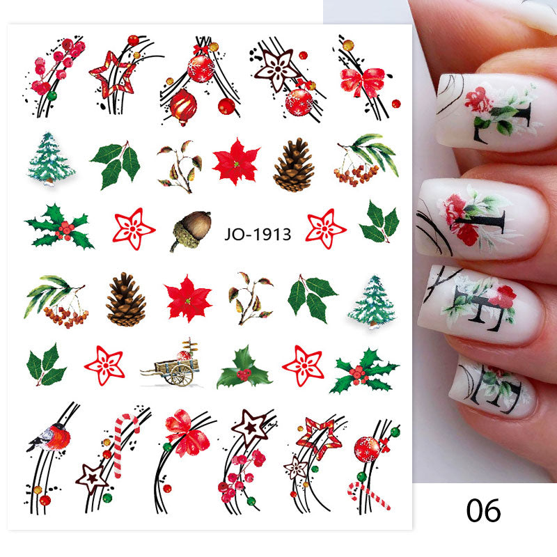 Qfdian christmas decor ideas nightmare before christmas 1PC 5D Nail Stickers Winter Santa Claus Self-Adhesive Slider Nail Art Decorations Christmas Snow Decals Manicure Accessories