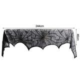 Qfdian halloween decorations halloween costumes halloween giftBat Table Runner Black Spider Web Lace Tablecloth Fireplace Curtain for Halloween Party Home Decoration Horror Props
