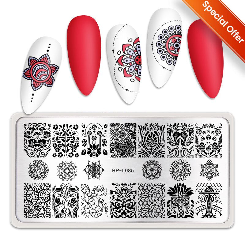 Qfdian Valentine Day Nail Stamping Plates Heart Love Animal Artist Stamping Template Nail Design Stencil Tools Manicure