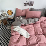 Black Bedding Set for Boys Girls Bedroom Washed Cotton Duvet Cover Pillowcase Bedspread Simple Fashion Bed Sheet Set Bed Linens