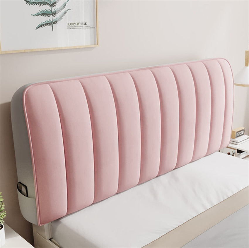 Plush Velvet Bed Headboard Cover Thicken Quilted Head Cover Solid Color Luxury All-inclusive Bed Back Dust Protector Cover