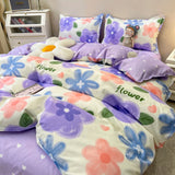 Cute Bear Duvet Cover Set with Flat Sheet Pillowcases Twin Double Queen Size Bed Linen Boys Girls Home Gift Bedding Textile