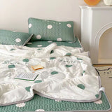 Ins Summer Ice Silk Latex Sheets Breathable Summer Quilted Quilt Four-piece Set Foldable Washable Dormitory Three-piece Set Bed