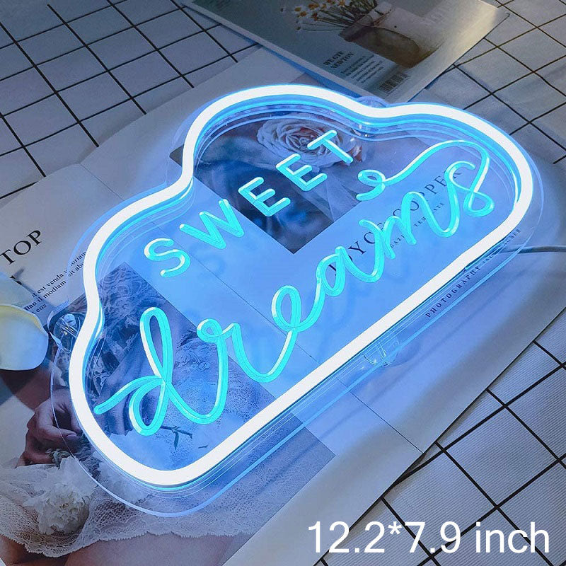 Qfdian home decor hot sale new Dream LED Neon Light Sign Letters Neon Sign Panel Holiday Christmas Party Wedding Decorations Home Wall Decor Neon Lamp Gifts