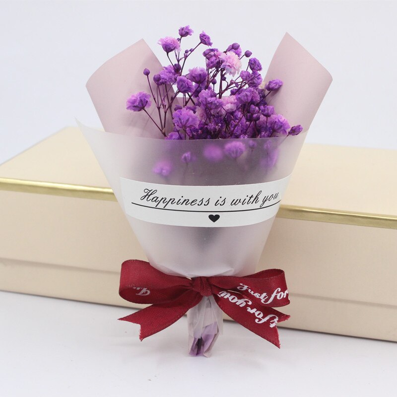 Qfdian Party decoration 5pcs Artificial Flower Valentine's Day Gifts Mini Gypsophila Bouquet  Box with Gift Immortal Soap Flower Wedding Gift for Guests