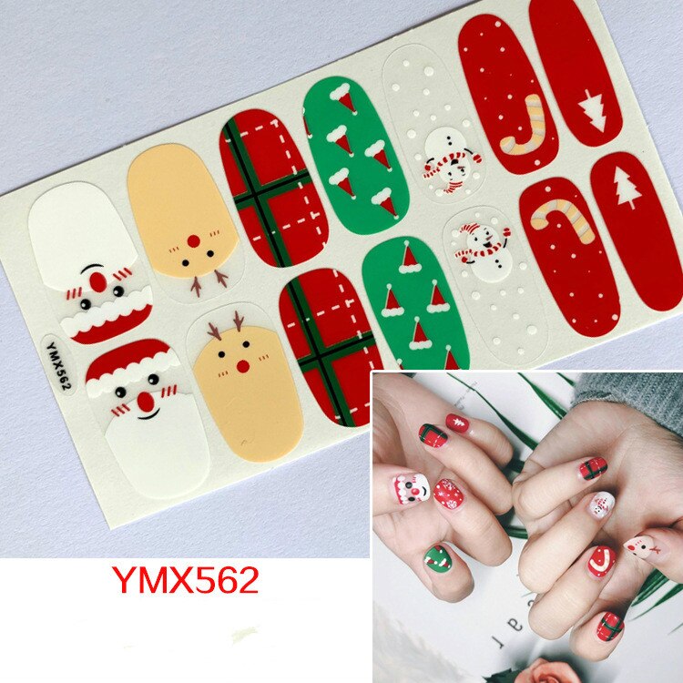 Qfdian christmas decor ideas nightmare before christmas 14tips Christmas Style Nail Art Sticker Snowflake Elk Decoration Waterproof Full Cover Wraps Decal DIY Manicure Sticker