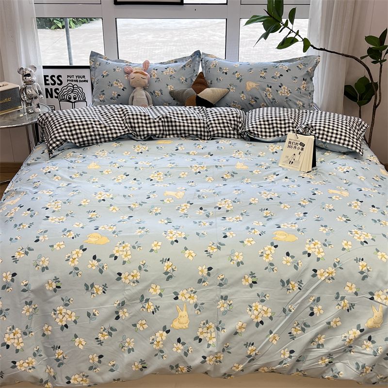 Cute Bear Duvet Cover Set with Flat Sheet Pillowcases Twin Double Queen Size Bed Linen Boys Girls Home Gift Bedding Textile