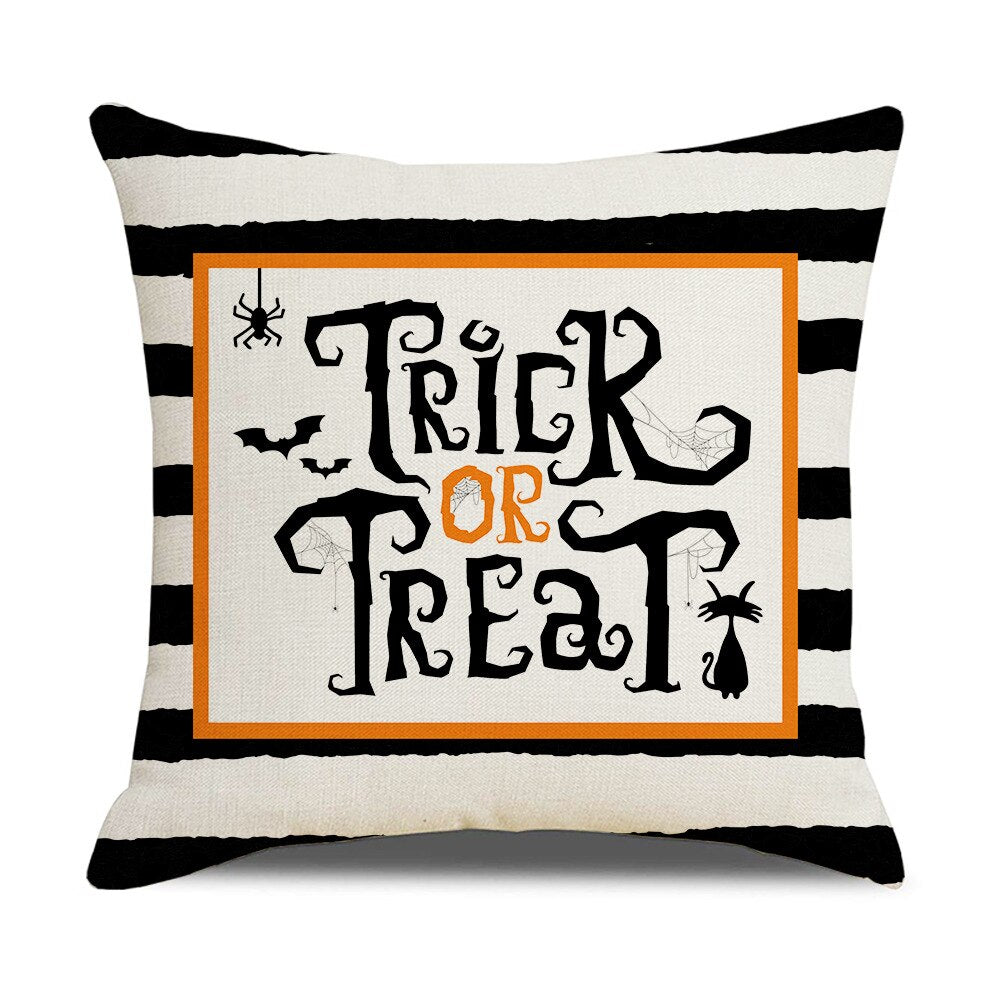 Qfdian halloween decorations halloween costumes halloween gift Fall Halloween Pumpkin Cushion Cover Trick or Treat Farmhouse Decor Home Pillowcase Sofa Decor Pillowcase