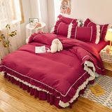 4pcs Couple Bed Quilt Set Sheet Bedsheet Bedspread Queen Size Duvets Cover Linens Comforter Bedding with Pillowcases Luxury Pink