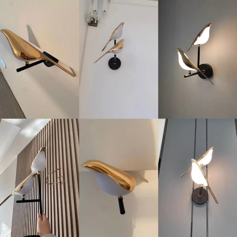 Luxury Creative Modern Magpie Wall Lamp Bedroom Bedside Staircase Living Room Background Wall Bird Sconce Light Fixture Lighting