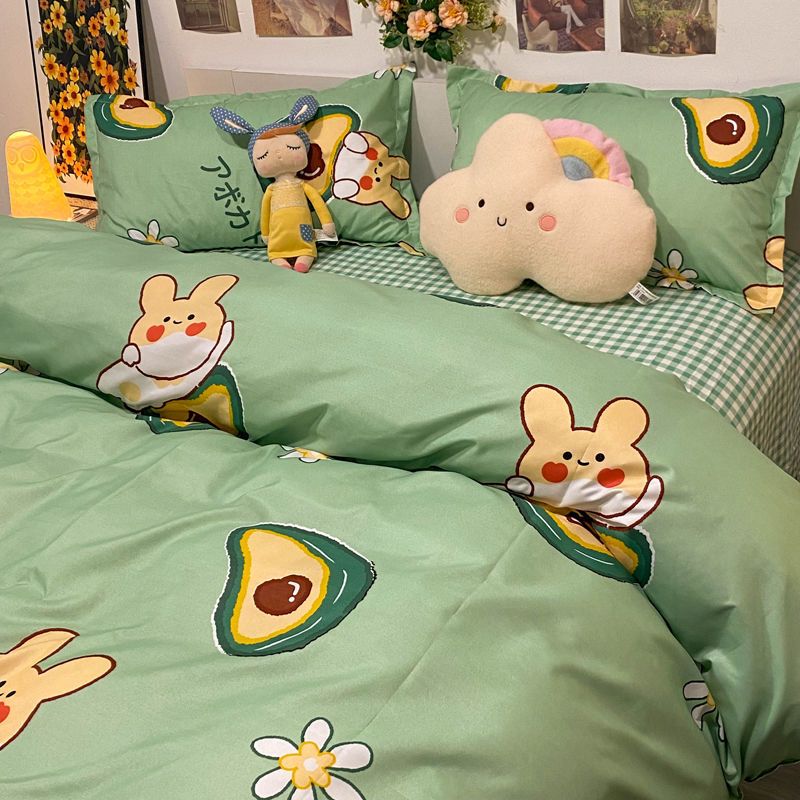 Cute Kids Bedding Set Dinosaur Cartoon Duvet Cover No Filling Flat Sheet Pillowcase Boys Girls Full Queen Size Spring Bed Linen