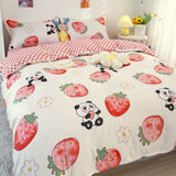 Floral Duvet Cover Set with Flat Sheet Pillowcases 2023 New Twin Full Queen Size Bed Linen Soft Boys Girls Bedding Kit