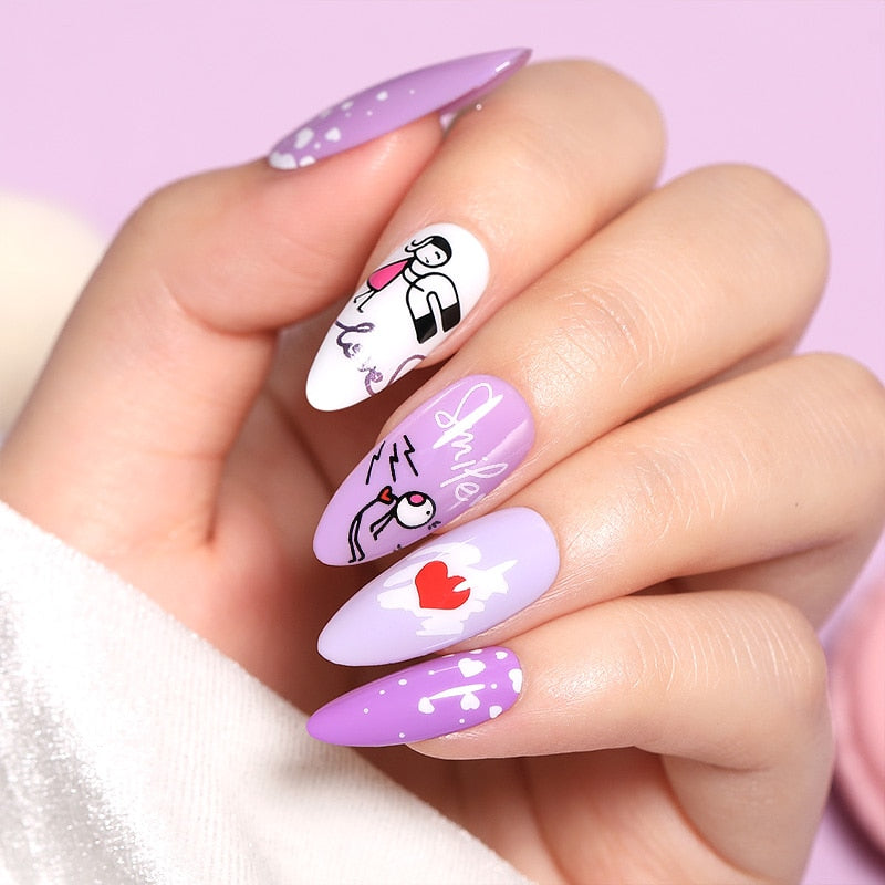 Qfdian Valentine Day Nail Stamping Plates Heart Love Animal Artist Stamping Template Nail Design Stencil Tools Manicure