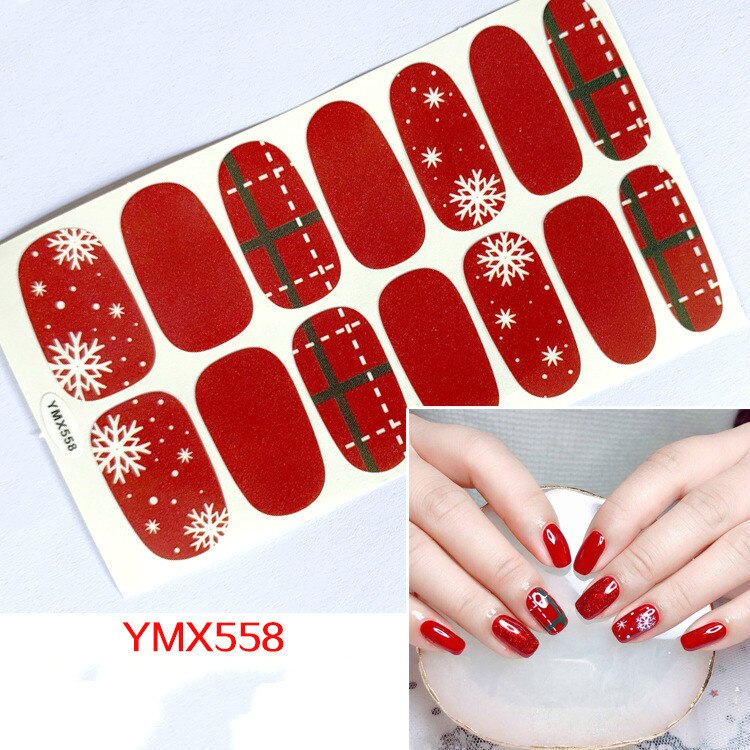 Qfdian christmas decor ideas nightmare before christmas 14tips Christmas Style Nail Art Sticker Snowflake Elk Decoration Waterproof Full Cover Wraps Decal DIY Manicure Sticker