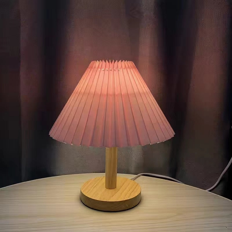 Nordic Pleated Table Lamp DIY Foldable 5V USB 220V Art Atmosphere Bedroom Bedside Night Light Home Decorate