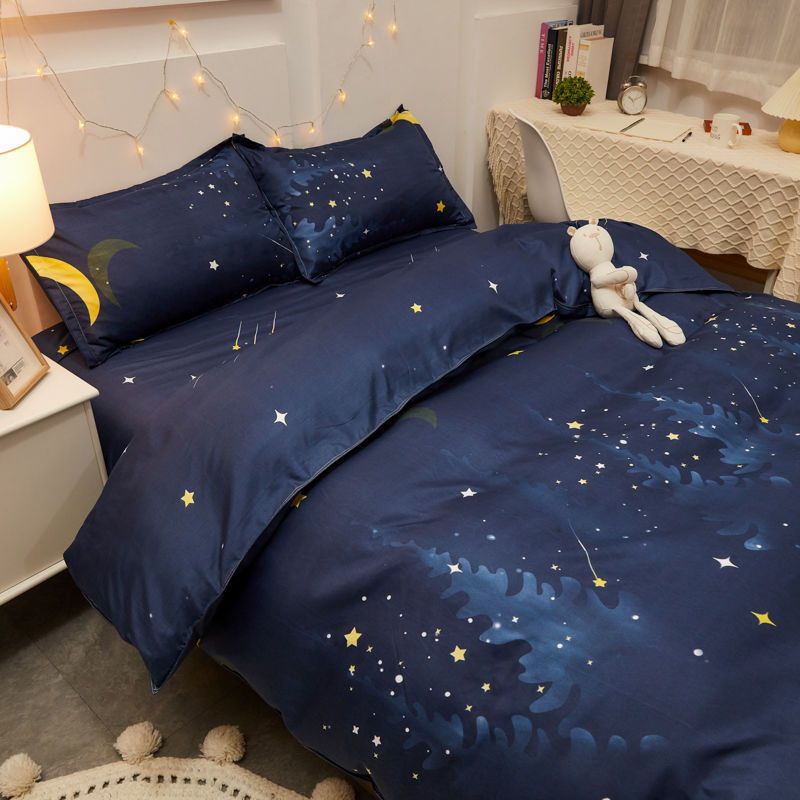 Starlit Sky Bedding Set Boys Girls Twin Queen Size Duvet Cover Flat Sheet Pillowcase Bed Linen Kids Adult Fashion Home Textile