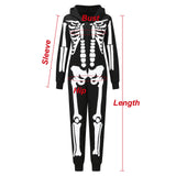 Qfdian halloween decorations halloween costumes halloween giftHalloween Family Matching Outfits Fashion Skeleton Print Hooded Jumpsuit Pajama Family Look Father Mother Kids Halloween Costume