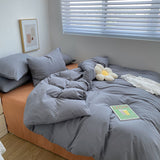 Nordic Ins Style Bedding Sets Solid Color Single Double Queen Size Duvet Cover Flat Sheet Pillowcases Hotel Home Bed Linen