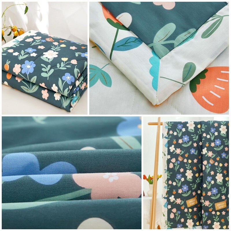 Cute Cotton Summer Quilt Floral Cartoon Double Side Air-conditioning Cool Comforter Breathable Blanket Kids Adult Thin Bed Cover