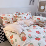 Green Sweetheart Bedding Set Carrot Soft Full Queen Size Boys Girls Duvet Cover No Filler Flat Sheet Pillowcases Home Textile