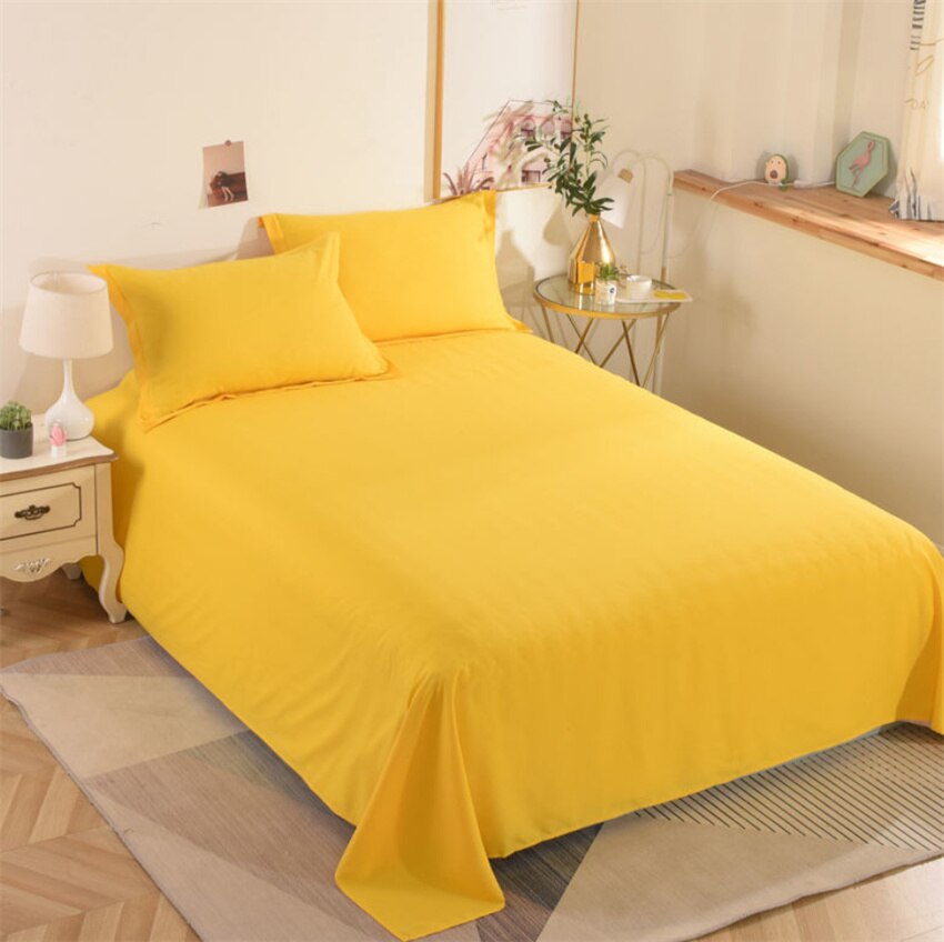 1pc Cotton Flat Sheet 19Solid Color Luxury Bed Sheets Soft Comfortable Bedsheet Single Queen King Size Bed Linens High Quality