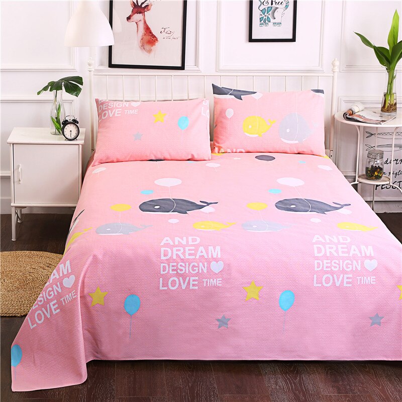 Qfdian Fashion Colorful Plaid Print Bed Sheet Set 100% Cotton Skin-friendly Single Double Bedsheet Sets Home Flat Sheet Pillow Covers