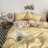 Black Bedding Set for Boys Girls Bedroom Washed Cotton Duvet Cover Pillowcase Bedspread Simple Fashion Bed Sheet Set Bed Linens