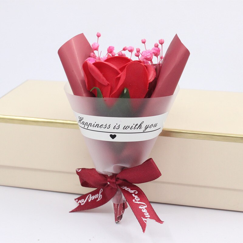 Qfdian Party decoration 5pcs Artificial Flower Valentine's Day Gifts Mini Gypsophila Bouquet  Box with Gift Immortal Soap Flower Wedding Gift for Guests