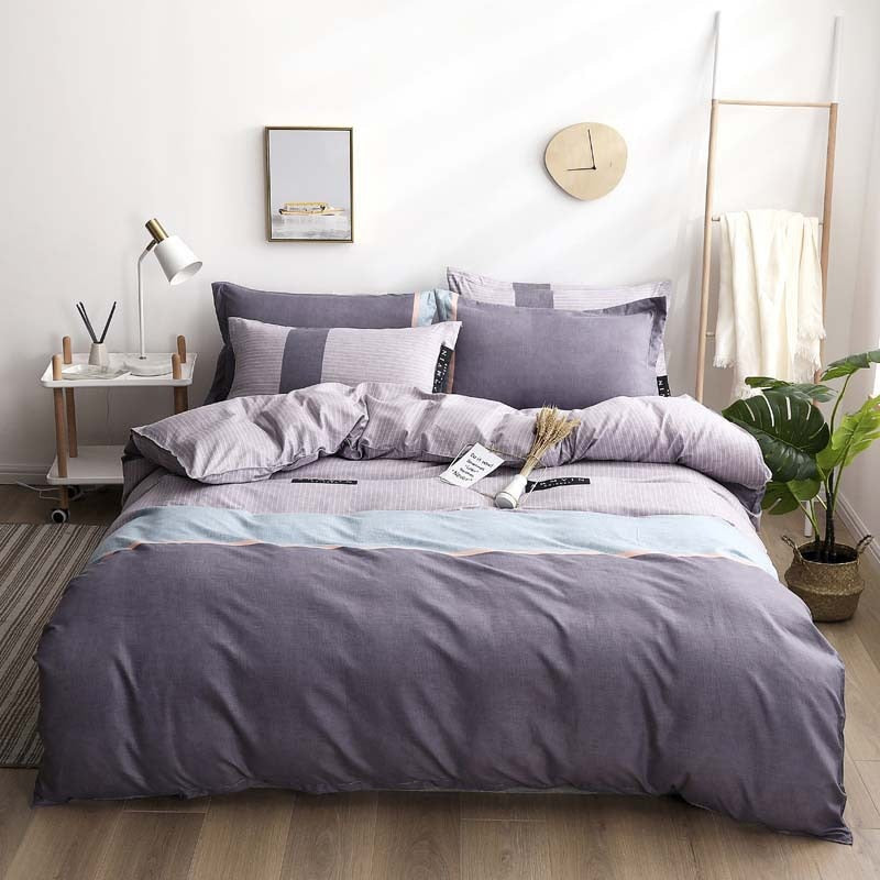 Qfdian Beddings Sets New Cotton Four-piece Set Thickened Brushed Bedding School Dormitory Three-piece Bedding Set Luxury Bed Linen