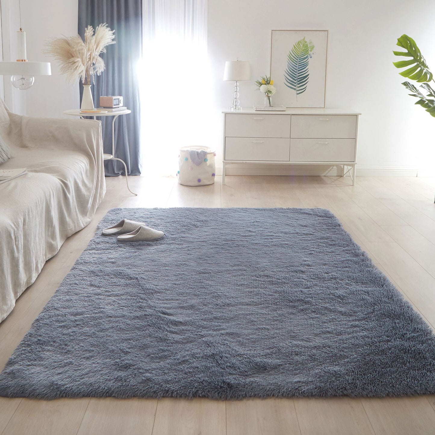 Furry Carpet Living Room Mat Modern Bedroom Nordic Style Decoration Carpet Large Size Black Gray White Non Slip Children's Rugs