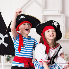 Qfdian halloween decorations halloween costumes halloween gift Halloween Pirate Hat Cap Decoration Kids Adult Halloween Masquerade Captain Cosplay Costume Props Pirate Theme Birthday Party