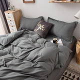 Ins Style Bedding Set Solid Color Flat Sheet Duvet Cover Pillowcase Twin Full Queen Size Bed Linen Fashion Home Textile