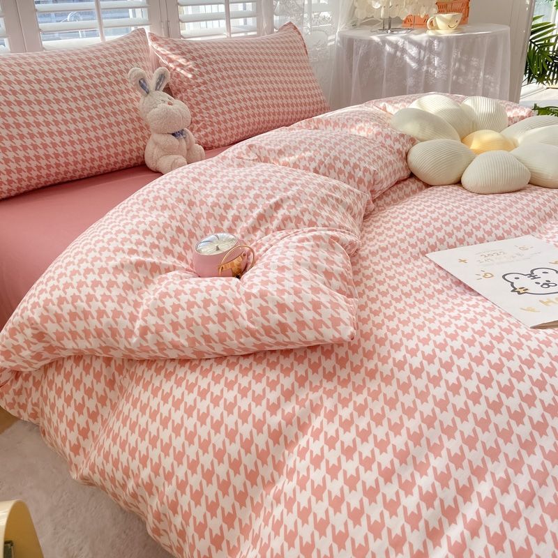 Solid Bedding Set Nordic Style Flat Sheet Duvet Cover Pillowcase Ins Single Double Full Size Bed Linen Boys Girls Home Textile