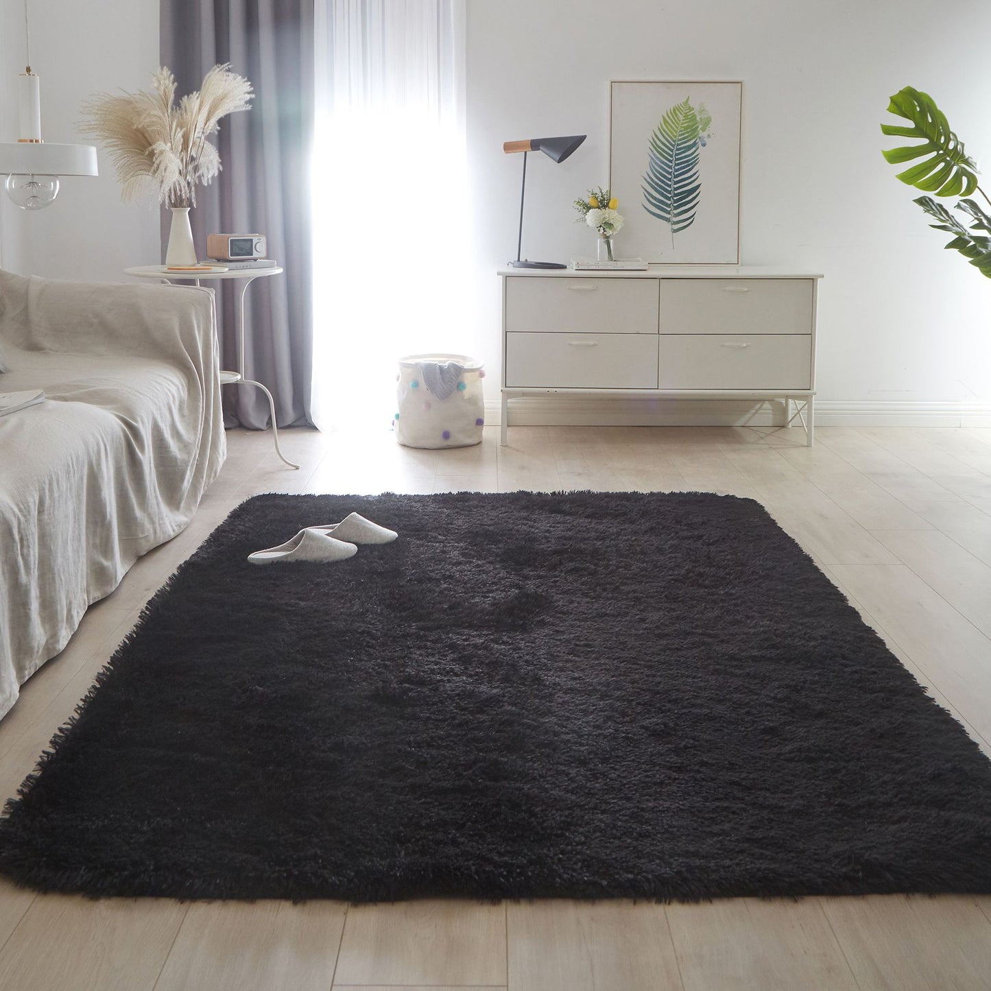 Furry Carpet Living Room Mat Modern Bedroom Nordic Style Decoration Carpet Large Size Black Gray White Non Slip Children's Rugs